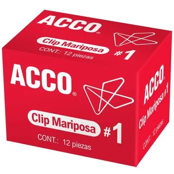 Caja clip mariposa No.1 C/12 piezas