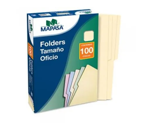 Caja de folder crema tamaño oficio C/100 piezas
